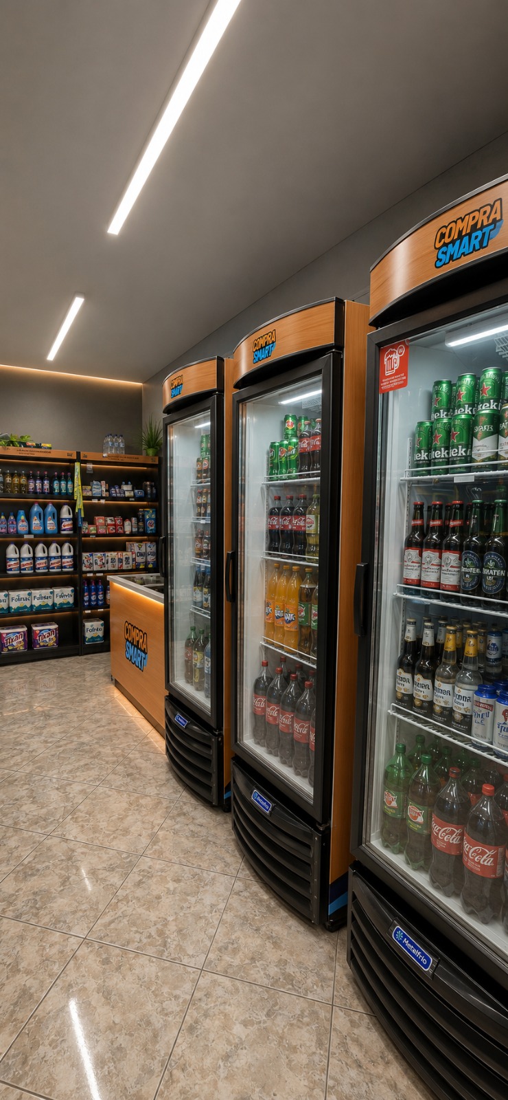 Geladeiras Compra Smart com bebidas geladas
